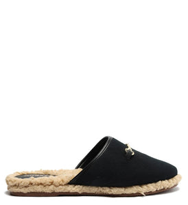 Black Mule Canvas Fur