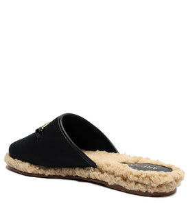 Black Mule Canvas Fur