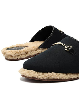 Black Mule Canvas Fur