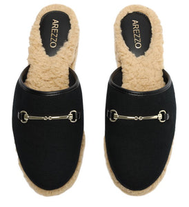 Black Mule Canvas Fur