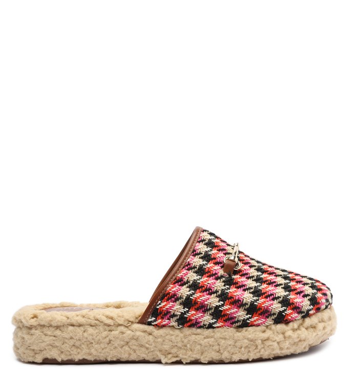 Colored Mule Plaid Fur