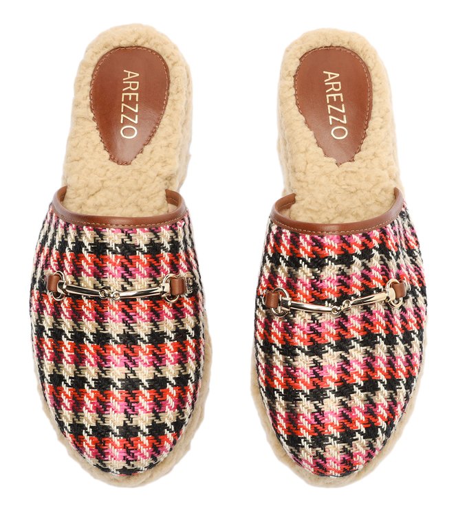 Colored Mule Plaid Fur