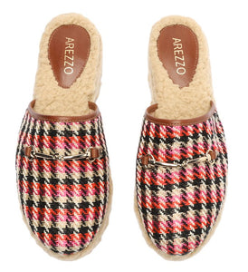 Colored Mule Plaid Fur