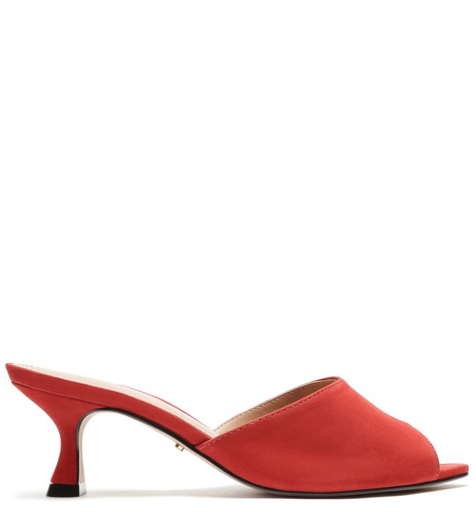 Red Mule Nubuck Beak Leaf Slim Heel