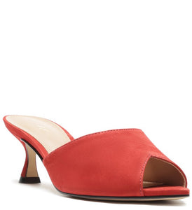 Red Mule Nubuck Beak Leaf Slim Heel