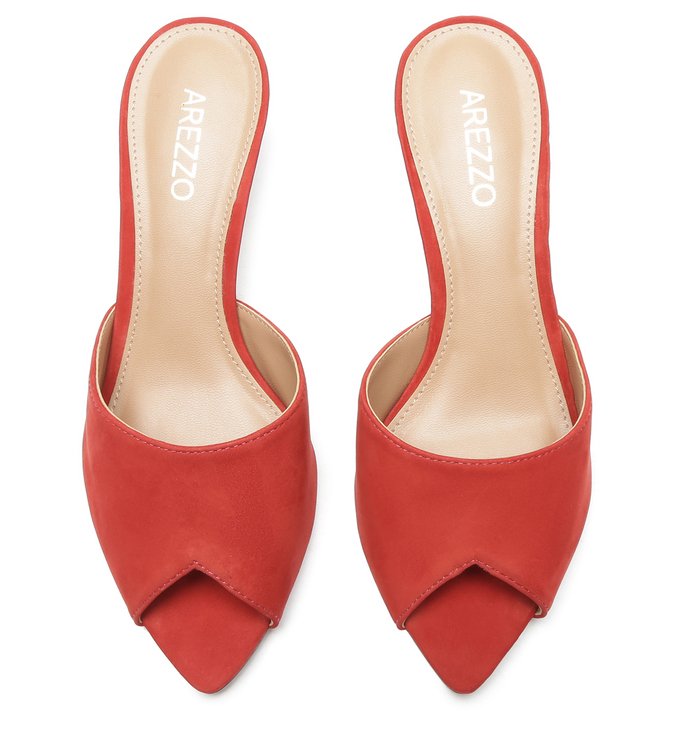 Red Mule Nubuck Beak Leaf Slim Heel