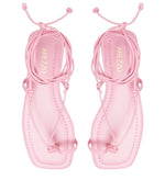 Load image into Gallery viewer, Flat Sandal Straps Tie Pink
