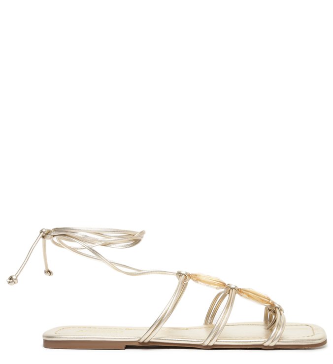 Flat Sandal Straps Mooring Pedraria Dourada