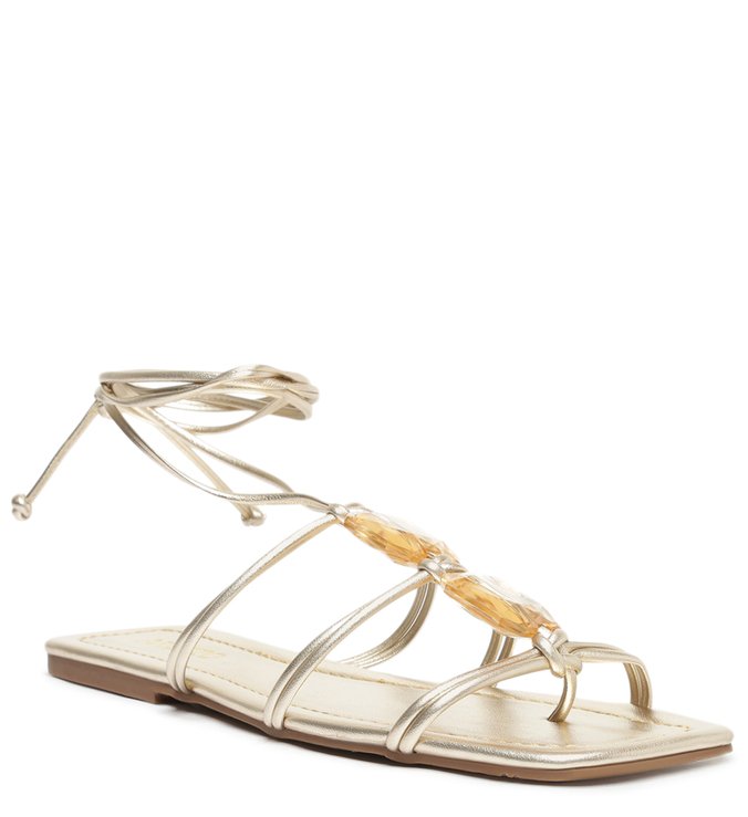 Flat Sandal Straps Mooring Pedraria Dourada