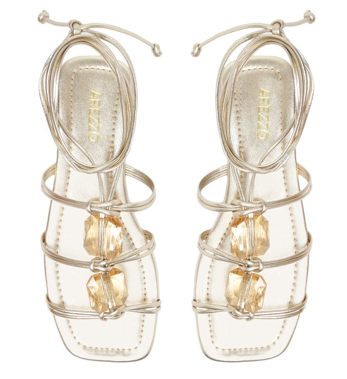 Flat Sandal Straps Mooring Pedraria Dourada