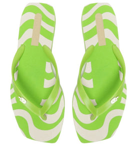 Square Printed Green Finger Slipper and Bag