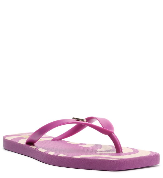 Square Printed Purple Flip-flop and Brizza Bag