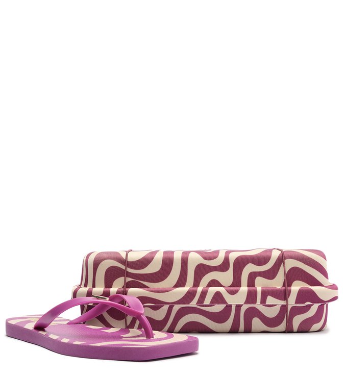 Square Printed Purple Flip-flop and Brizza Bag