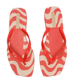 Load image into Gallery viewer, Square Print Red Flip Flops and Bag
