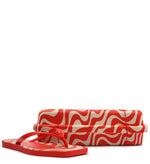 Load image into Gallery viewer, Square Print Red Flip Flops and Bag
