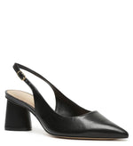 Load image into Gallery viewer, Scarpin Black Leather Block Slingback
