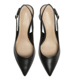 Load image into Gallery viewer, Scarpin Black Leather Block Slingback
