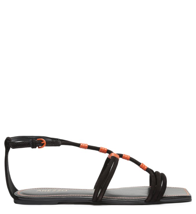 Black Nubuck Flat Sandal