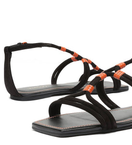 Black Nubuck Flat Sandal