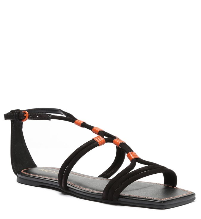 Black Nubuck Flat Sandal