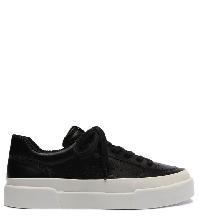 Black Flatform Leather Sneakers