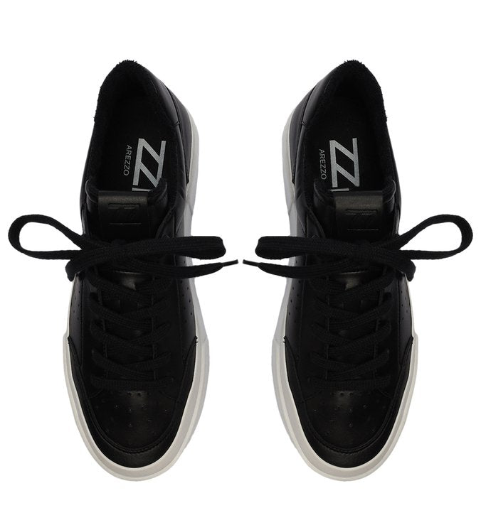 Black Flatform Leather Sneakers