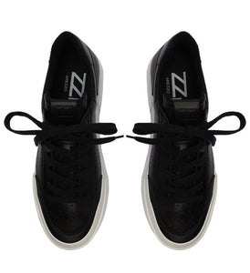 Black Flatform Leather Sneakers