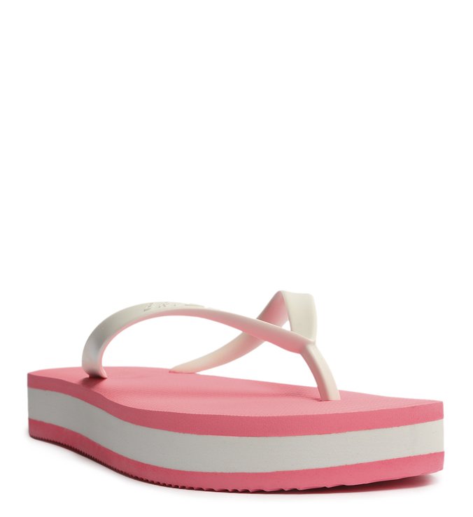 Neon Pink and White Brizza Platform Slipper