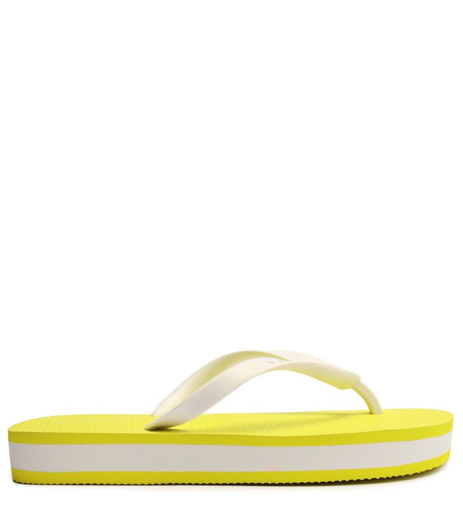 Neon Yellow and White Platform Slipper