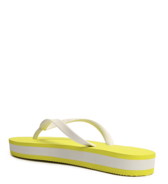 Neon Yellow and White Platform Slipper