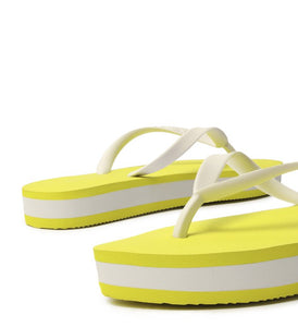 Neon Yellow and White Platform Slipper