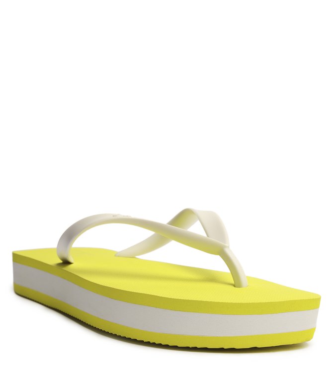 Neon Yellow and White Platform Slipper