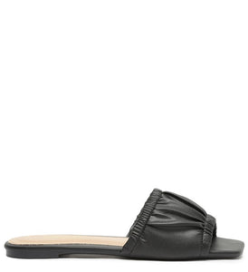 ruffled black mule