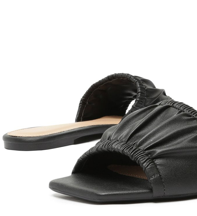 ruffled black mule