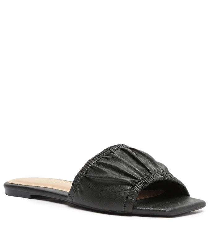 ruffled black mule