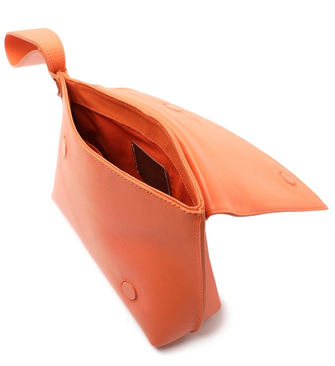 Clutch Orange Medium Geometric Leather