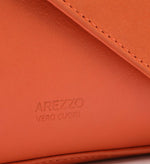 Load image into Gallery viewer, Clutch Orange Medium Geometric Leather
