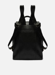 Black Leather Backpack Large Pockets