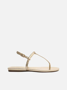 Slim Beak Golden Flat Sandal