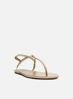 Load image into Gallery viewer, Slim Beak Golden Flat Sandal
