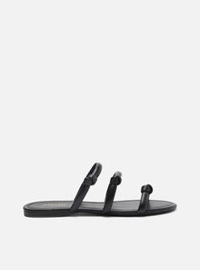 Knotted Black Flat Sandals