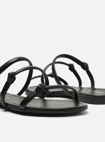 Knotted Black Flat Sandals