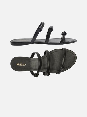 Knotted Black Flat Sandals