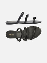 Load image into Gallery viewer, Knotted Black Flat Sandals
