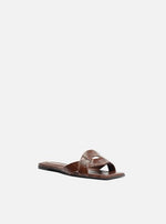 Load image into Gallery viewer, Flat Sandal Brown Croco Straps
