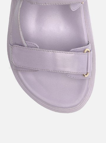 Papete Lilac Leather Flatform Sandal Tractorada