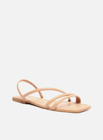 Load image into Gallery viewer, Flat Sandal Nude Flat Diagonal Strip
