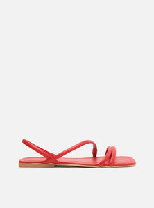 Red Flat Sandal Strap Diagonal