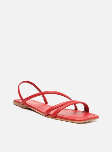 Red Flat Sandal Strap Diagonal