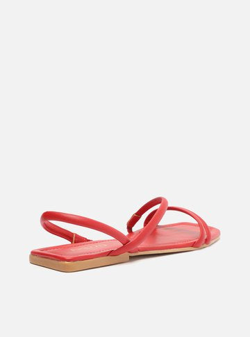 Red Flat Sandal Strap Diagonal